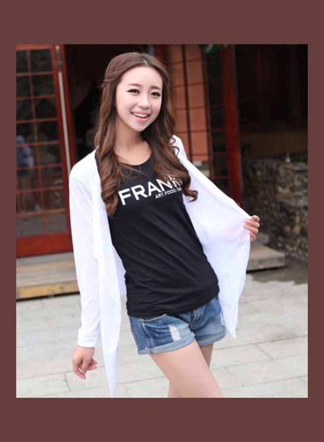 Generic Summer Beach Long Sleeve Sunscreen Cardigan Casual Shawl White  - Image 5