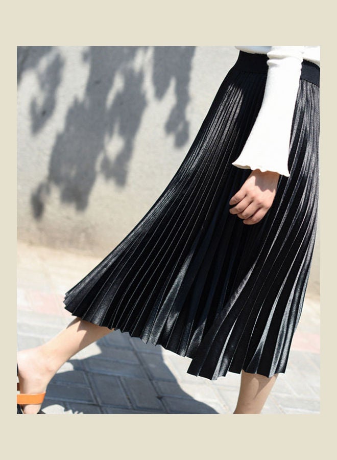 Generic - High Waist Elastic Band Maxi Long Pleated Skirt White - Image 1