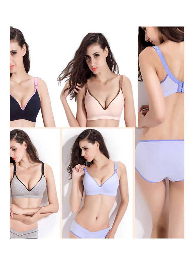 Wireless Padded Maternity Nursing Bra Grey Black - Image 3
