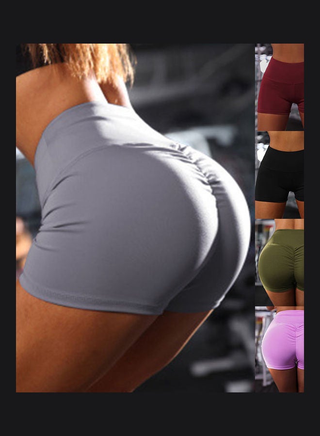 High Waist Hip Lifting Yoga Sports Shorts Light Purple - Image 2