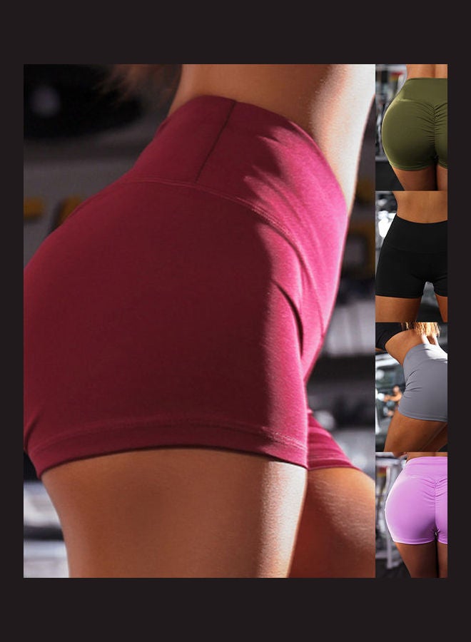 High Waist Hip Lifting Yoga Sports Shorts Light Purple - Image 3