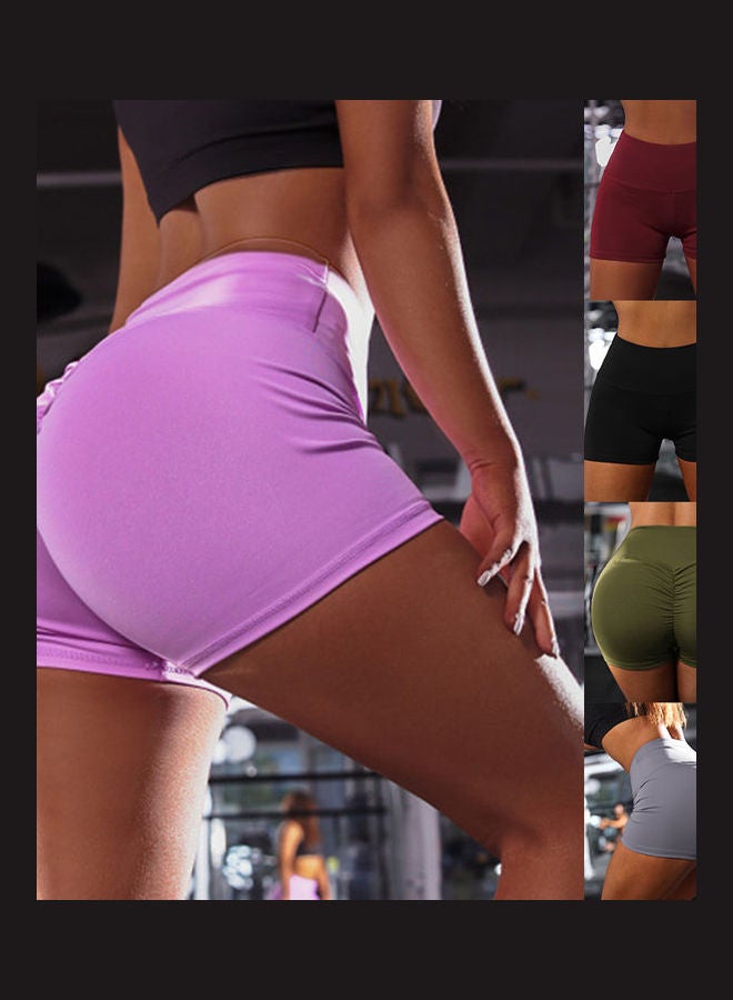 High Waist Hip Lifting Yoga Sports Shorts Light Purple - Image 4