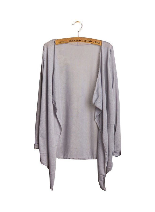 Summer Beach Long Sleeve Sunscreen Cardigan Casual Shawl Grey - Image 1