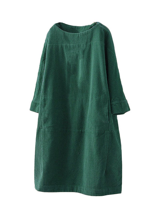 Plus Size Loose Midi Dress Green - Image 1