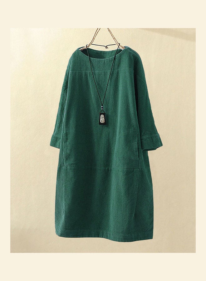 Plus Size Loose Midi Dress Green - Image 3