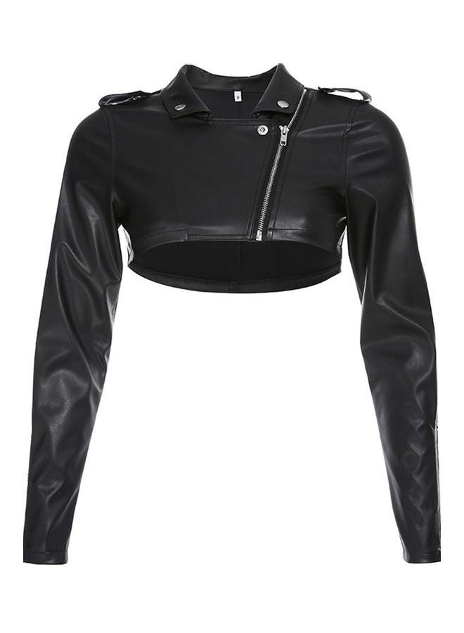 Chic Micro Motorcycle Jacket Black