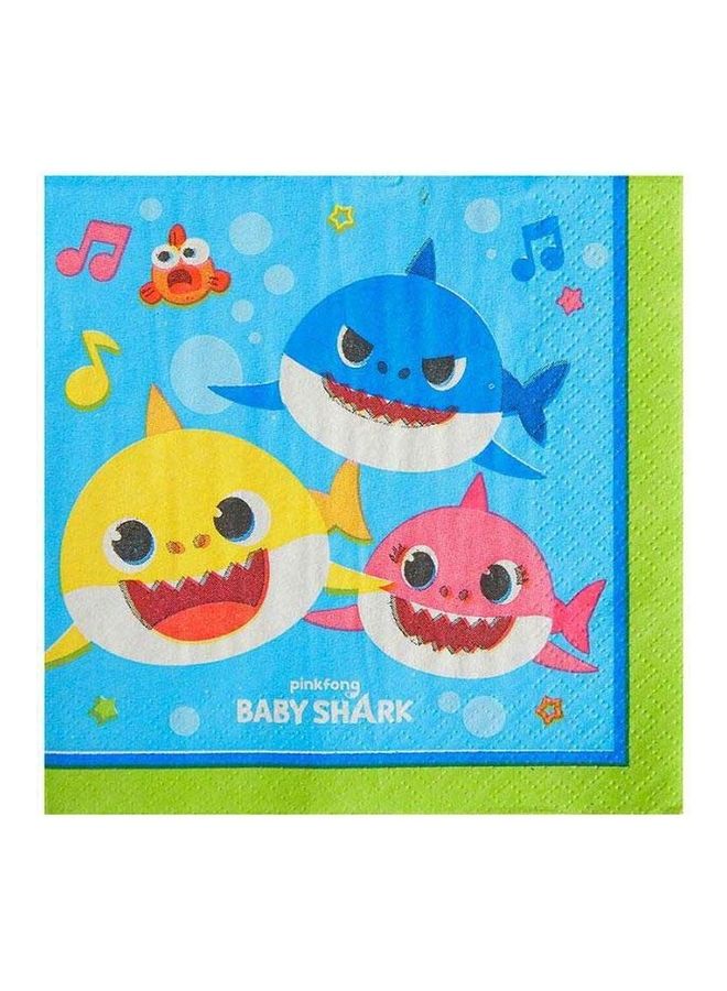 أمسكان طقم مناديل مائدة للمشروبات بتصميم أسماك قرش من 16 قطعة