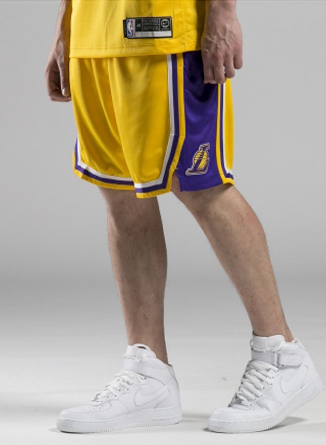 Nike LA Lakers Swingman Road Shorts Yellow/Purple/White - Image 3