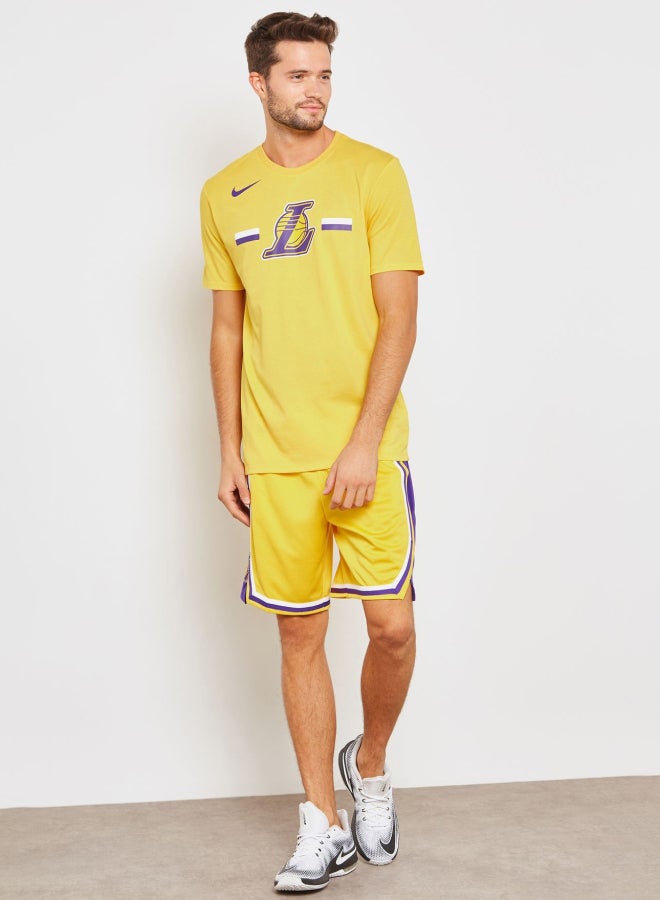 Nike LA Lakers Swingman Road Shorts Yellow/Purple/White - Image 4