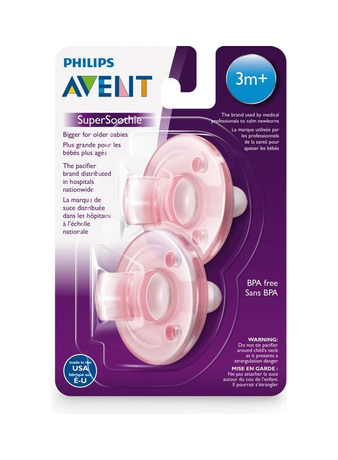 PHILIPS AVENT - Super Soothie Pacifier, 3+ Months, Pack of 2 - Pink - Image 1