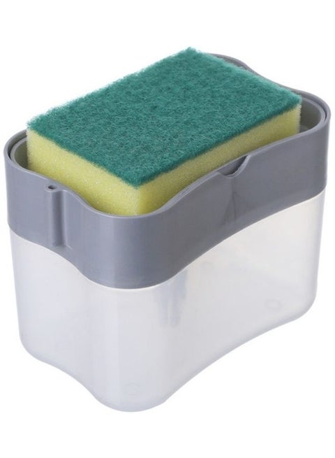 2-in-1 Soap Pump Dispenser With Sponge Holder grey 14 x 9 x 11cm