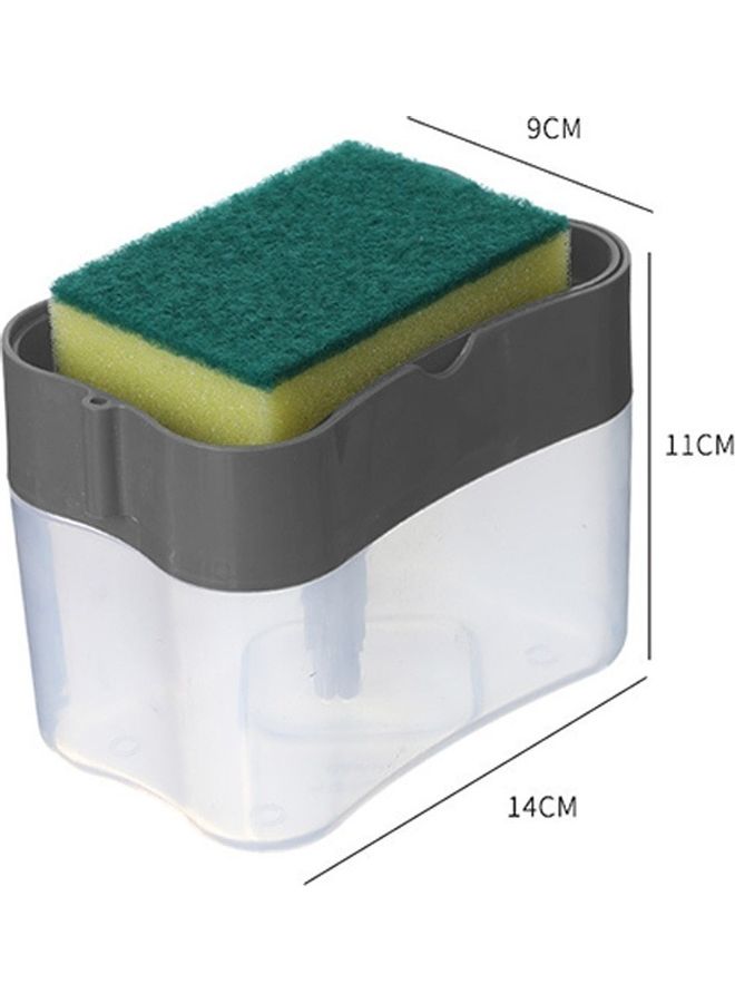 2-in-1 Soap Pump Dispenser With Sponge Holder grey 14 x 9 x 11cm