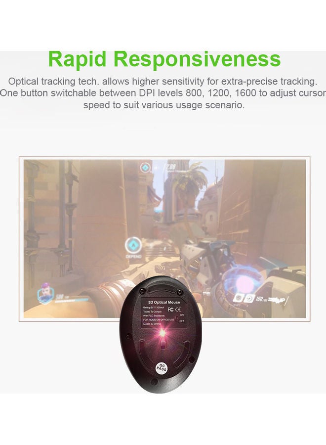 Optical Ergonomic Wireless Mouse Black - Image 2