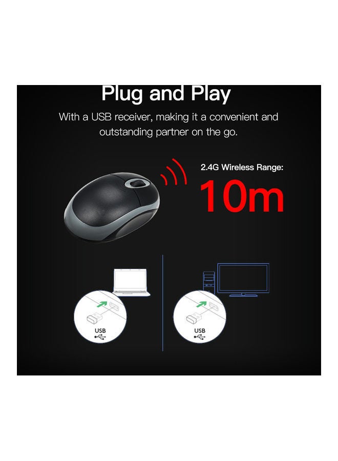 2.4G Mini Wireless Optical Portable Mouse Black/Grey - Image 3