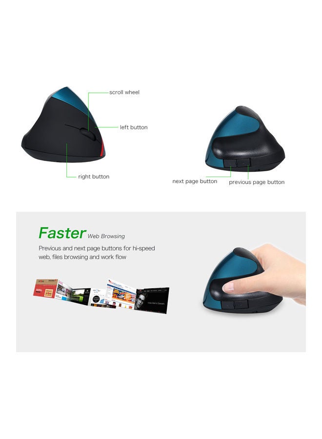 Wired Vertical Mouse Black/Blue/Red - Image 4