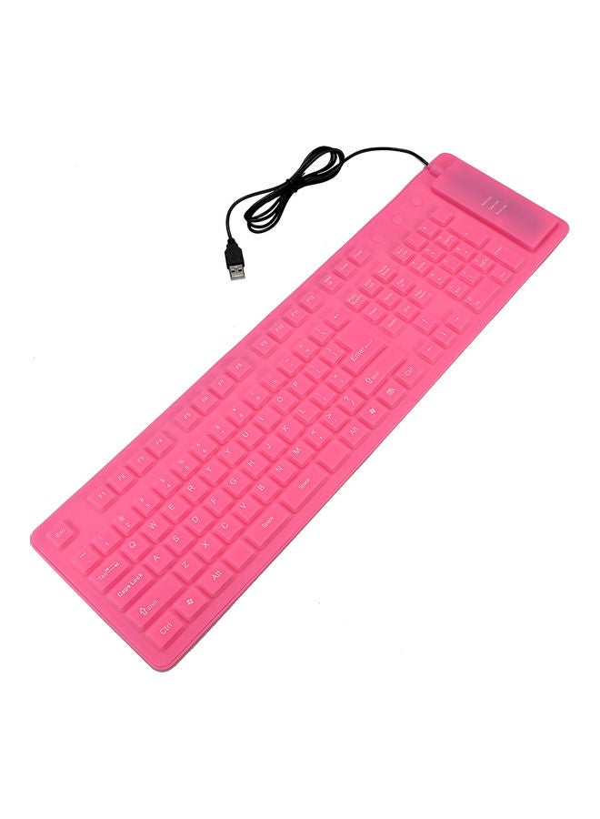108 Keys USB Silicone Flexible Keyboard Pink - Image 5
