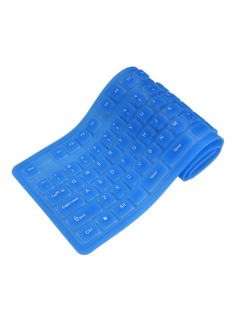 108 Keys USB Silicone Flexible Foldable Keyboard Blue