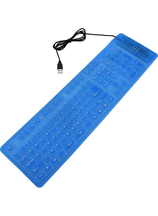 Generic - 108 Keys USB Silicone Flexible Foldable Keyboard Blue - Image 1