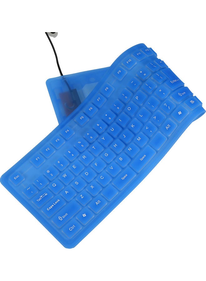 Generic - 108 Keys USB Silicone Flexible Foldable Keyboard Blue - Image 1