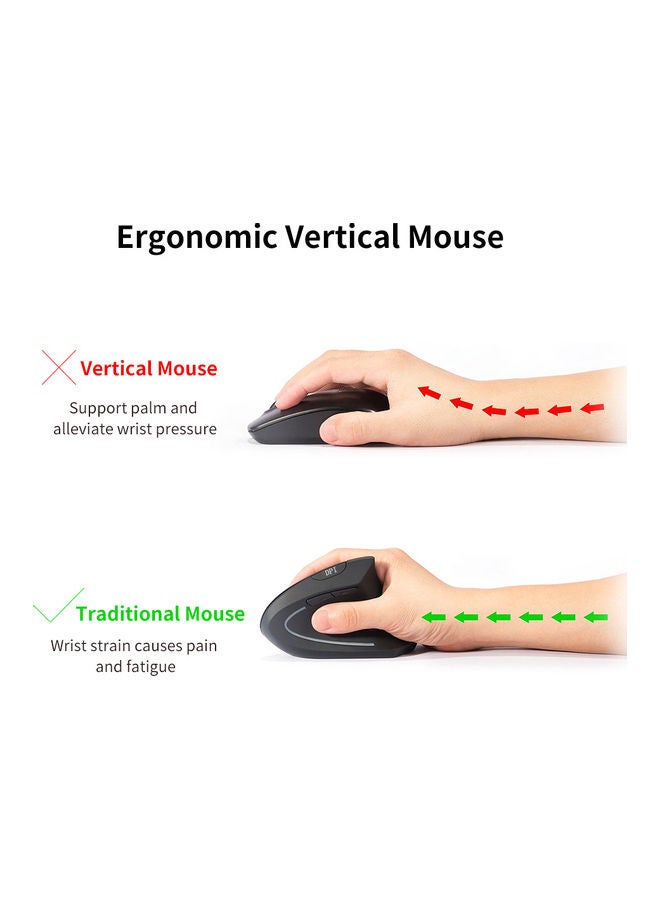 BT Mouse Vertical Ergonomic Design Optical Mice Black - Image 3