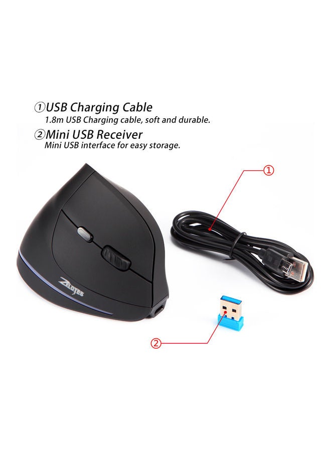 Generic - F-35 Mouse Wireless Vertical Mouse Ergonomic Rechargeable Black - Image 1