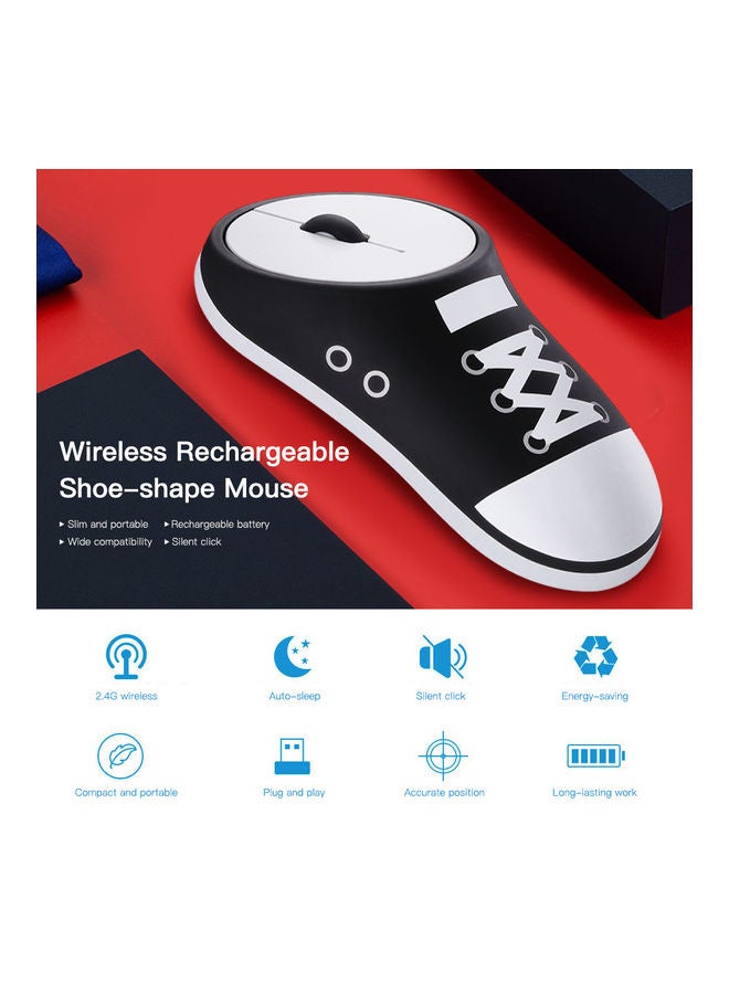 Generic - Wireless Rechargeable Sneaker Shaped Mouse Black/White - Image 1