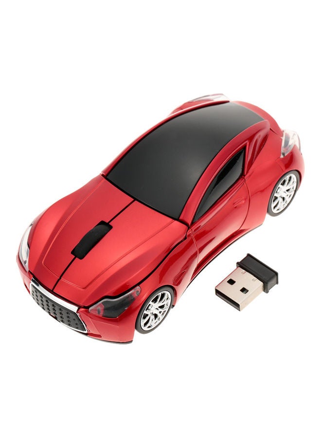 ماوس USB لاسلكي على شكل سيارة سباق بتردد 2.4 جيجاهرتز أحمر - Image 1