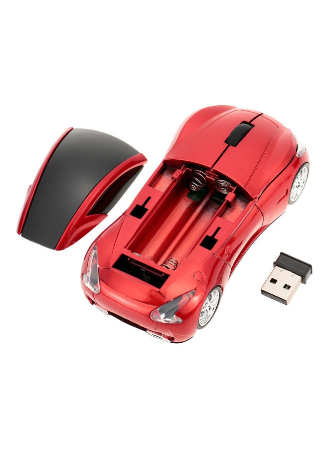 ماوس USB لاسلكي على شكل سيارة سباق بتردد 2.4 جيجاهرتز أحمر - Image 5