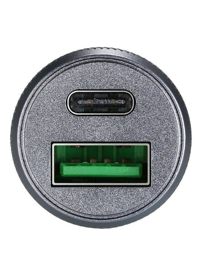 Generic - USB Type-C 12V USB Car Charger 5V 4A/9V 3A Mini Replacement For iPhone Android Grey - Image 1
