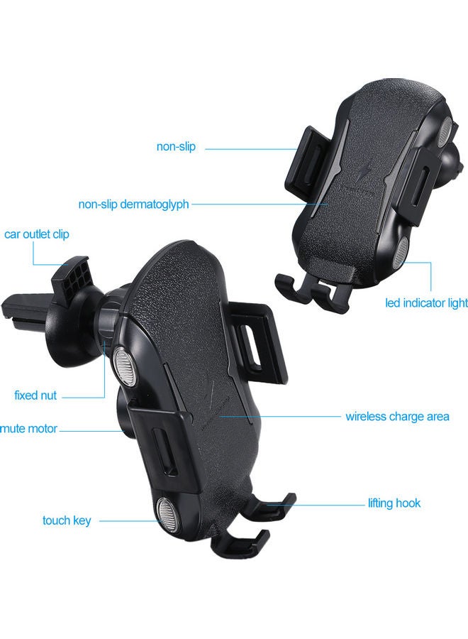 Car Qi Wireless Charger Automatic Clamping Fast Mount Stand with Holder Blue - Image 4