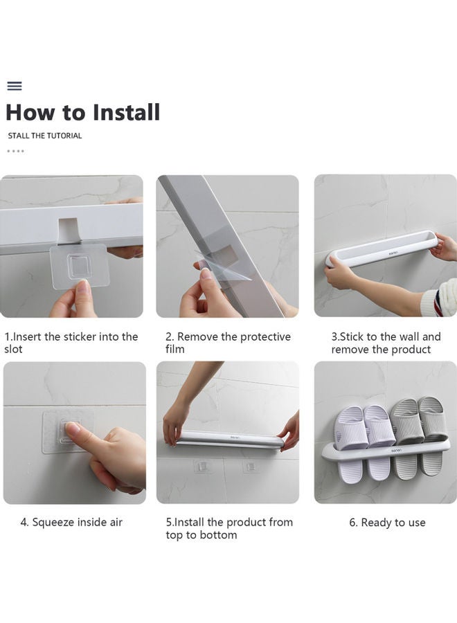 Bathroom Slippers Storage Rack White 28.5x6x7cm  - Image 5