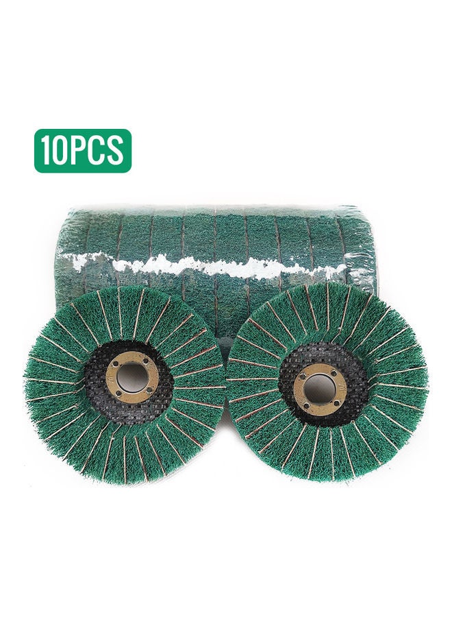 Generic 10 Piece Nylon Fibre Flap Polishing Wheel Green 18x10x10cm 