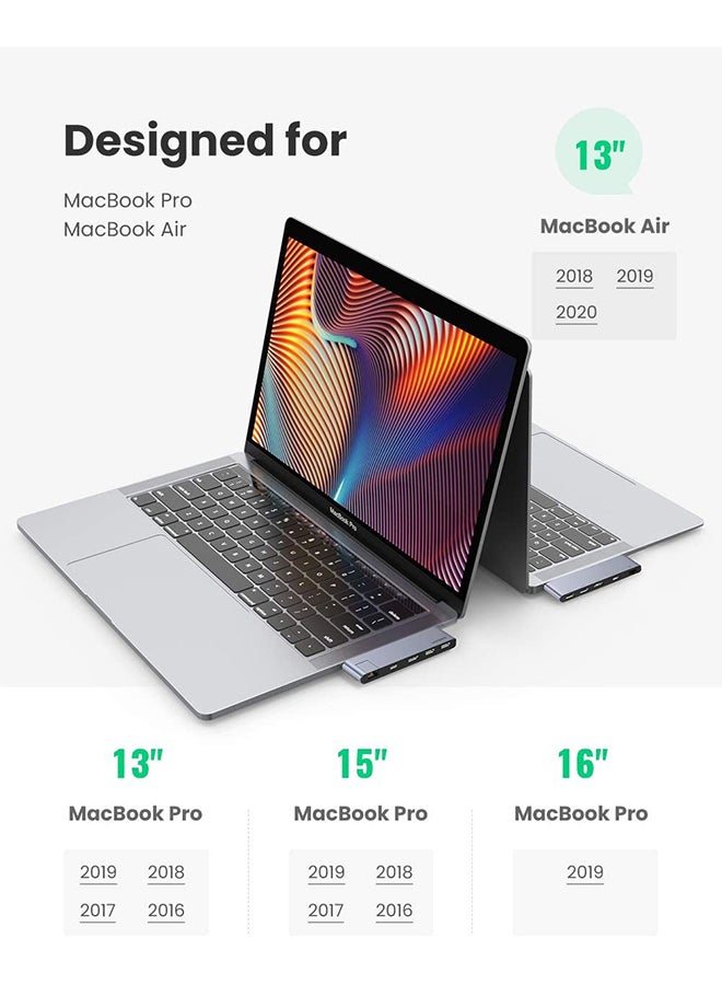 6 in 1 USB-C Hub For Macbook silver