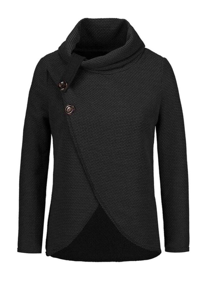 Sharpdo Solid Long Sleeve Sweater Black - Image 4