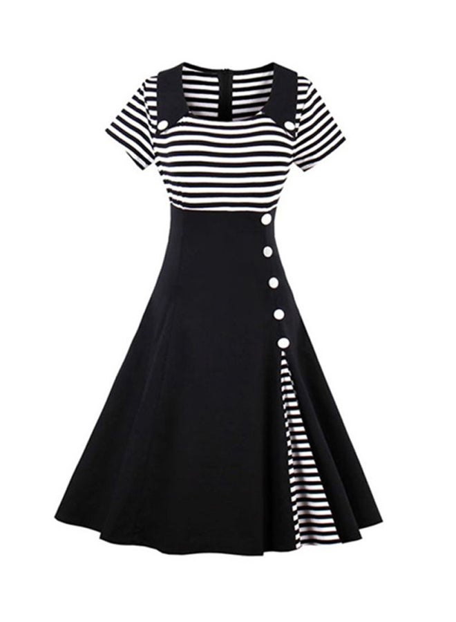 Sharpdo Collared Neck Midi Dress Black/White - Image 1