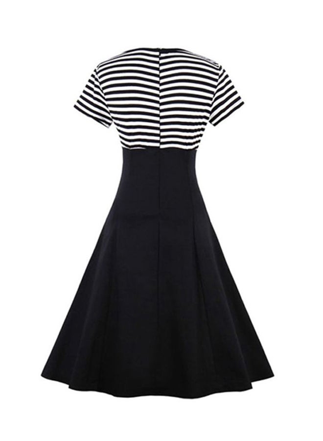 Sharpdo Collared Neck Midi Dress Black/White - Image 2