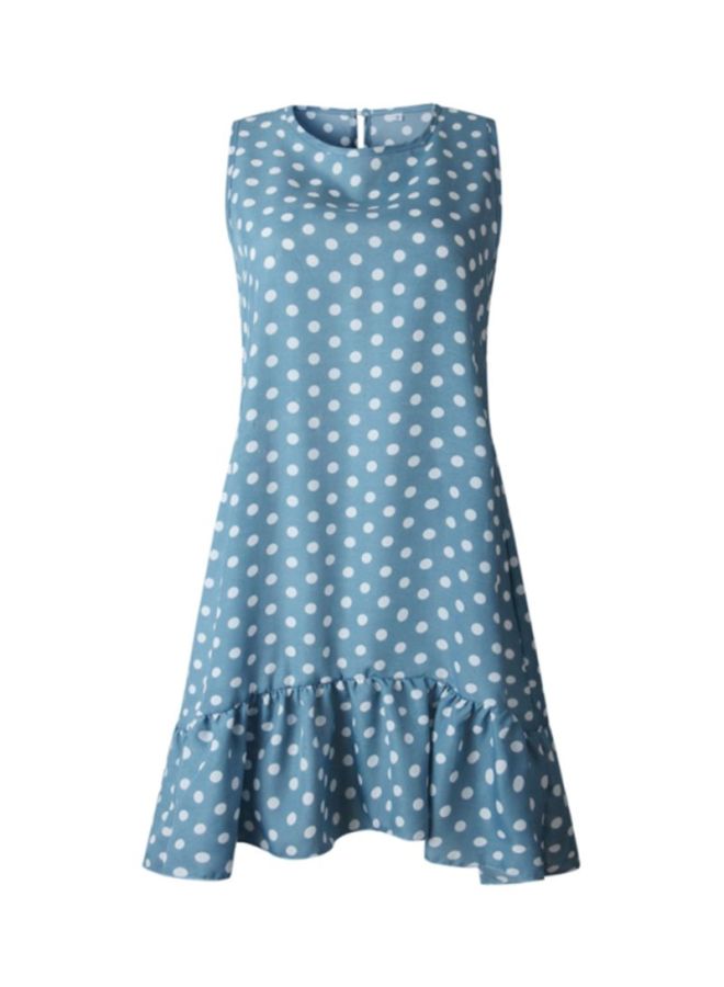 Sharpdo Printed Wave Point Sleeveless Mini Dress Blue/White - Image 1