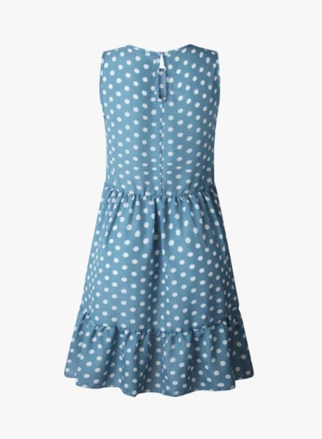 Sharpdo Printed Wave Point Sleeveless Mini Dress Blue/White - Image 2