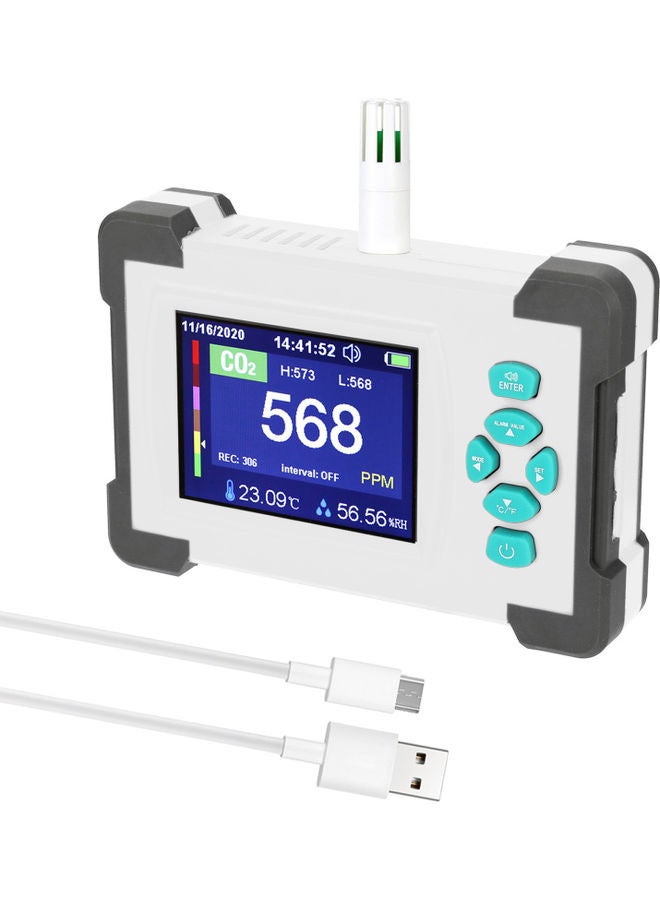 Full Color Display Carbon Dioxide Detector Portable Multicolour 27.00 x 7.20 x 21.50cm  - Image 1