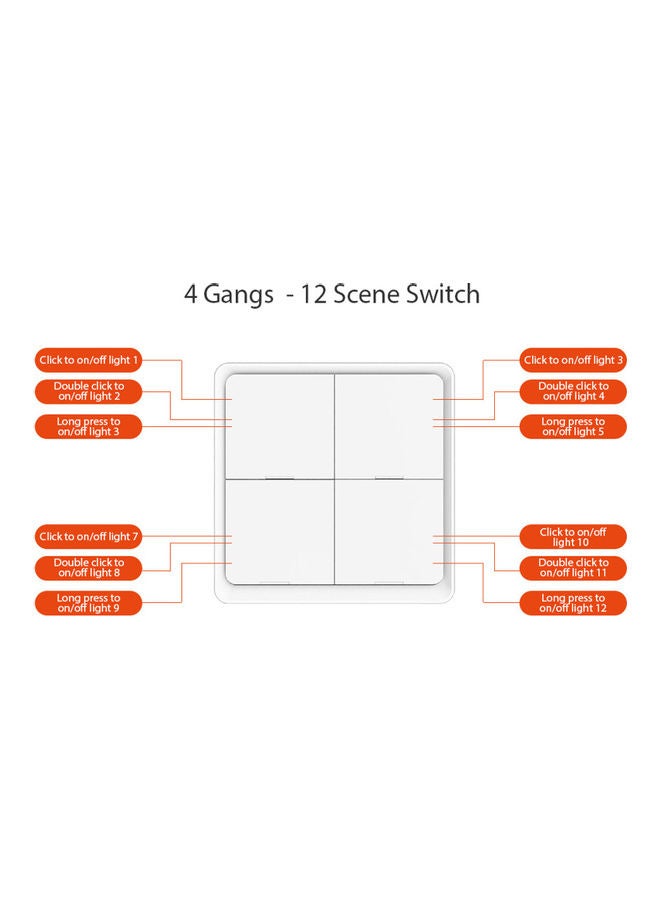 Wireless Smarts Scene 4 Gang Scenario Switch Home Assistant White 10.00 x 2.00 x 10.00cm - Image 4