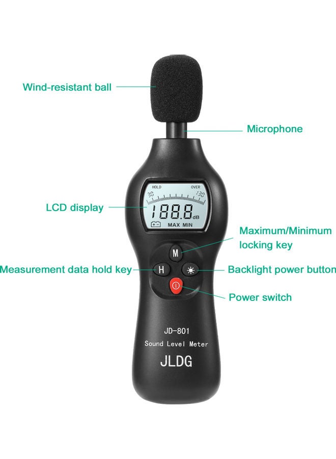 كاشف ضوضاء رقمي طراز JD-801 متعدد الألوان 23.00 x 4.50 x 6.50سم  - Image 2