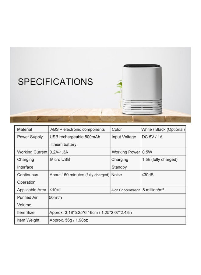 معطر جو صغير بتصميم قلادة للتخلص من الفورمالديهايد أبيض 8.70 x 3.40 x 8.60سم - Image 5