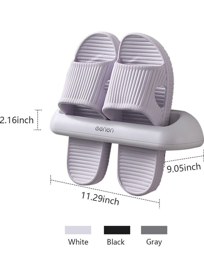 Bathroom Slippers Wall Mounted Shoe Organizer Rack White 28.5x6x7cm  - Image 2