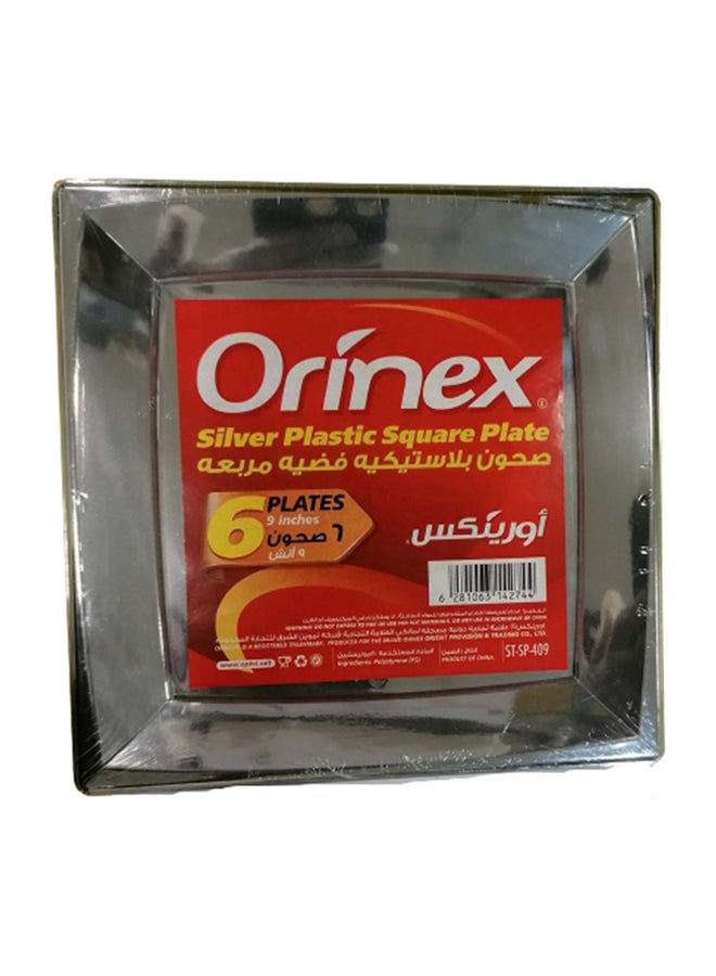 أورينيكس صحون بلاستيكية مربعة مقاس 9 بوصة فضي  - Image 1