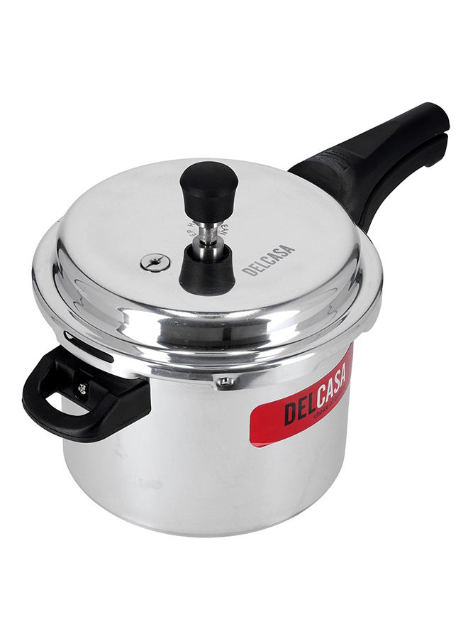 DELCASA - Aluminium 5Liter Lightweight And Durable Fast And Energy Efficient Cooking Pressure Cooker With Out Lid Silver 5Liters - Image 1