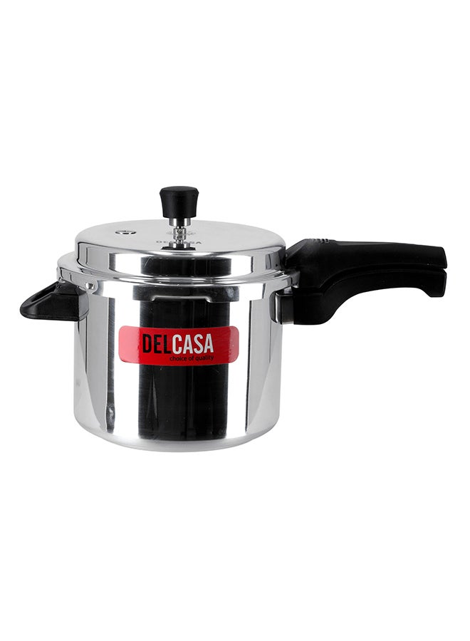 DELCASA - Aluminium 5Liter Lightweight And Durable Fast And Energy Efficient Cooking Pressure Cooker With Out Lid Silver 5Liters - Image 1