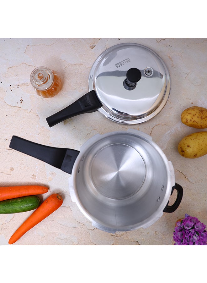 DELCASA - Aluminium 5Liter Lightweight And Durable Fast And Energy Efficient Cooking Pressure Cooker With Out Lid Silver 5Liters - Image 1