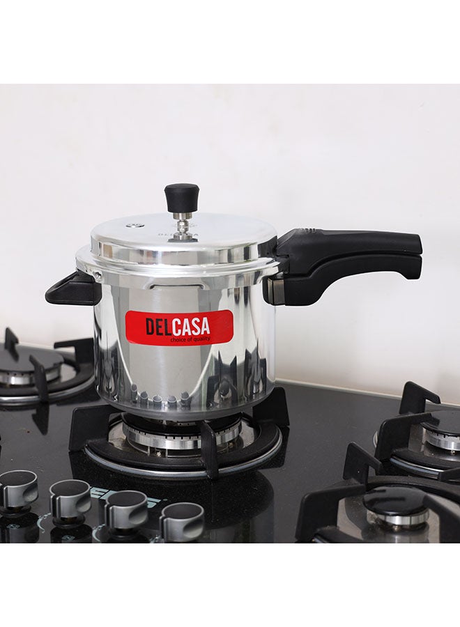DELCASA - Aluminium 5Liter Lightweight And Durable Fast And Energy Efficient Cooking Pressure Cooker With Out Lid Silver 5Liters - Image 1