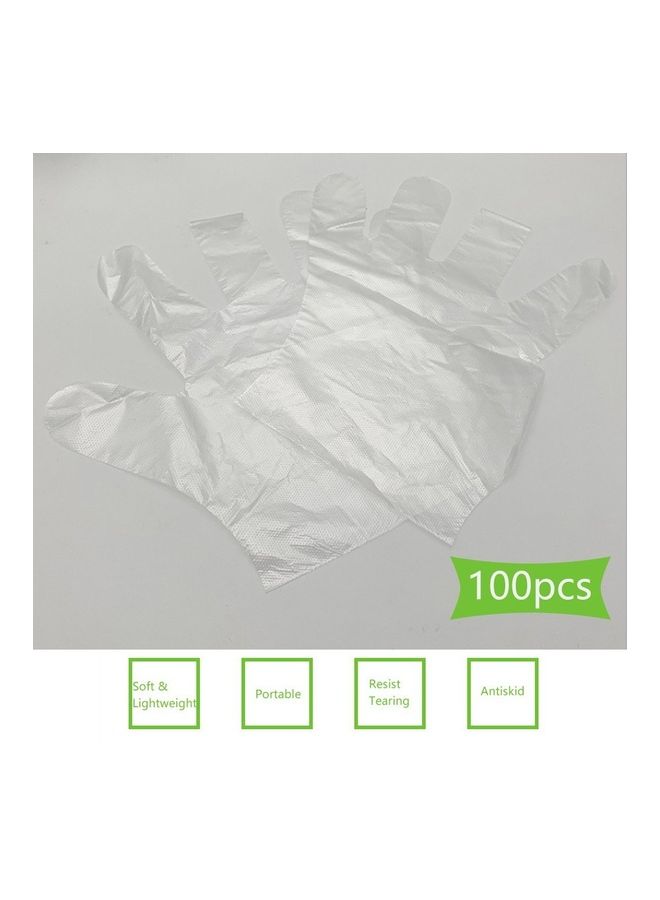 Generic 100Pcs Disposable And Transparent Gloves With Clear Thicken Soft Flexible Protective Gloves For Kitchen, Cooking And Cleaning In Restaurant And Home Service  - Image 1