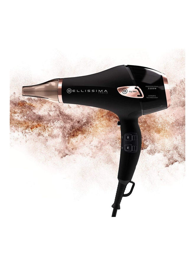 BELLISSIMA Professional Ceramic Hair Dryer Black / Rose Gold  - Image 3
